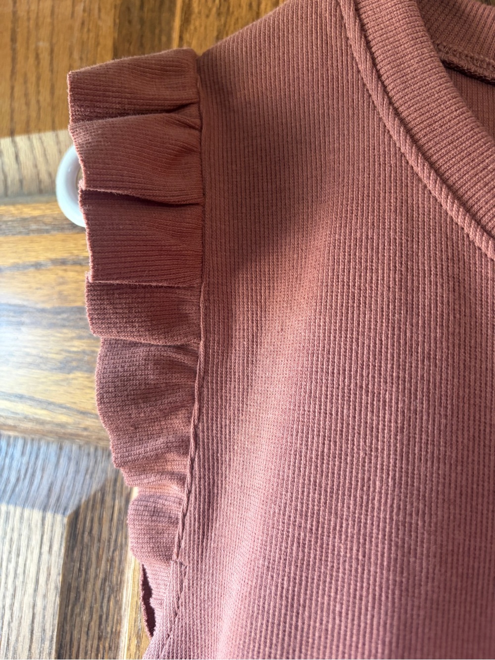 Burnt Orange Ruffle Sleeve Tank Top - Picture 2 of 3